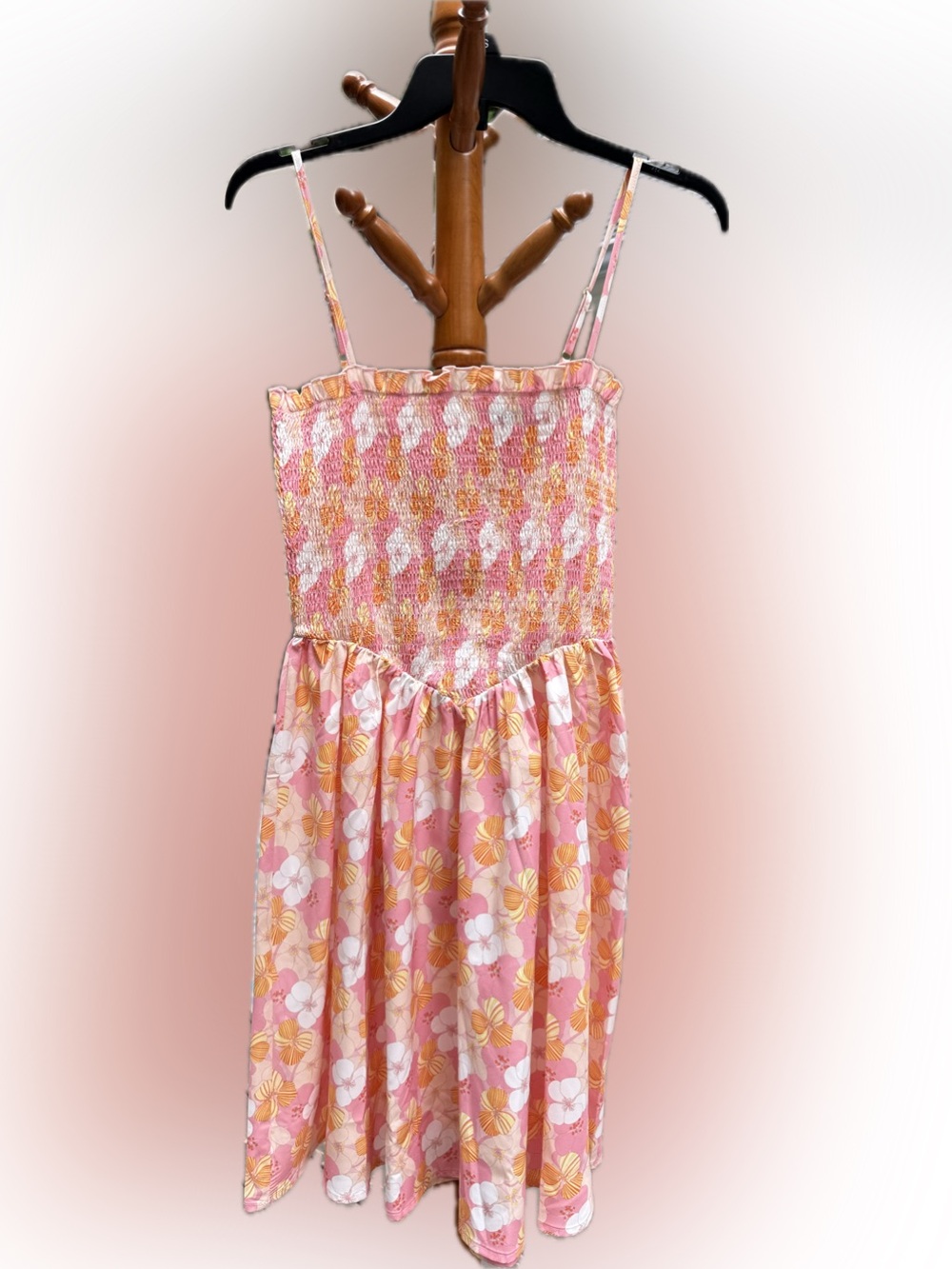Pink Floral Smocked Sundress